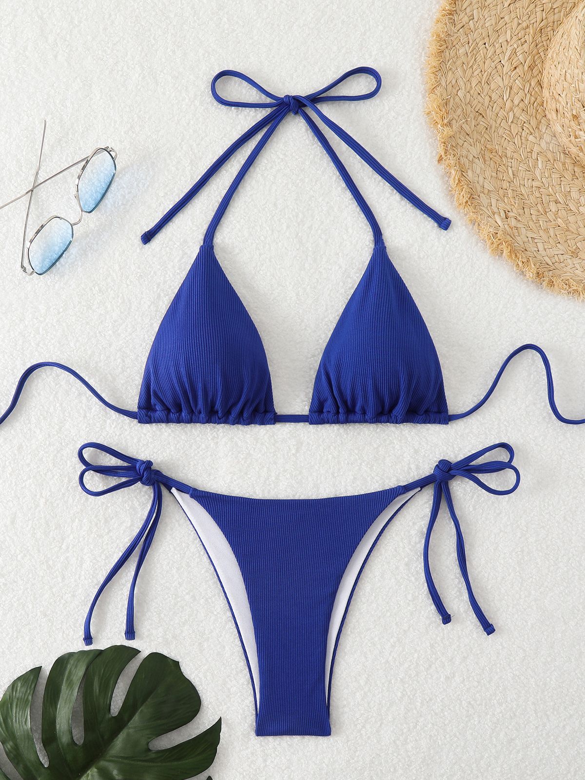 Women's Clothing New Halter Neck Tie Backless Sexy Bikini Summer Beach Pit Stripe_ecoleips.com