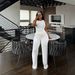 TW890 Women's Fashion Casual Two Piece Set Cross Border European American Style Irregular Vest Top with Solid Color Wide Leg Pants_ecoleips.com