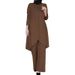 2025 Muslim Women's Clothing Autumn New Solid Color Round Neck Pullover Midi Skirt Long Pants Fashion Two-Piece Set_ecoleips.com