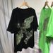 Women's Clothing Heavy Industry Hot Diamond Short Sleeved T Shirt Men And Women Same Style Round Neck Loose Large Version Eagle Top_ecoleips.com