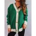 Autumn And Winter Large-Sized Contrasting Color Cardigan Sweaters, Loose Knitted Sweaters With Street Style_ecoleips.com