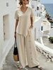 Women's Casual Two Piece Set European American Export Style Irregular Hem Trouser Suit with Short Sleeved Button Shirt Loose Fit 2026_ecoleips.com