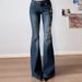 2024 Autumn/Winter Women's Fashion Rose Embroidery Flared Jeans Low Waist Pocket Design Casual Slimming Long Pants_ecoleips.com