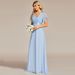 Women's Clothing Hand Folded Large Swing Double V Neck Trumpet Sleeve Chiffon Banquet Bridesmaid Plus Size Evening Dress_ecoleips.com