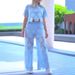 Women's Clothing New Design Fashion Casual Hollow Lace Top Wide Leg Pants Suit_ecoleips.com