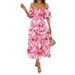 Indepdt Station Cross-Border European And American Summer New Elegant Off-Shoulder Printed Puff Sleeve Dress For_ecoleips.com