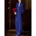 2026 Summer Cool And Sa Wear Loose Navy Blue Fashion Shirt Wide Leg Pants Two-piece Women's Suit_ecoleips.com