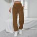Voya 2026 Women's European And American Simple Straight-Leg Casual Pants Spring/Summer Pocket Design High-Waisted Exercise Fleece-Lined Long Pants_ecoleips.com