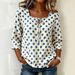 Vintage Polka Dot Square Neck Tie-Front Blouse With Flowy Three-Quarter Sleeves For Women_ecoleips.com