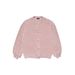 Women's Mohair Blend Cardigan - Fluffy Faux Shearling Open Front Sweater, Oversized Peach Pink Knit Coat For Spring & Fall_ecoleips.com