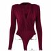 European And American Style Solid Color Slim Fit Long Sleeve Bodysuit Elegant Figure Flattering Pleated Jumpsuit for Women_ecoleips.com