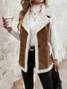 Women's Long Sleeveless Shearling Vest Coat – Trendy Faux Fur Layering Jacket With Button Closure & Pockets_ecoleips.com