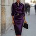Elegant Satin Long Sleeve Dress For Women - Slim Waist Summer Dress With Premium Finish (S-XXL)_ecoleips.com
