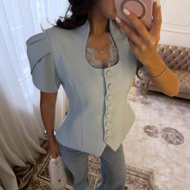 Elegant Lace Patchwork Shirt Short-Sleeved Women's Top Fashionable Style Summer New Design For Ladies_ecoleips.com