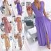 2025 Summer New Sleeveless Solid Color V-neck Dress Women's Fashion_ecoleips.com