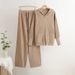 Autumn And Winter New Hooded Knitted Cardigan Jacket Wide Leg Pants Two Piece Temperament Suit For Women_ecoleips.com