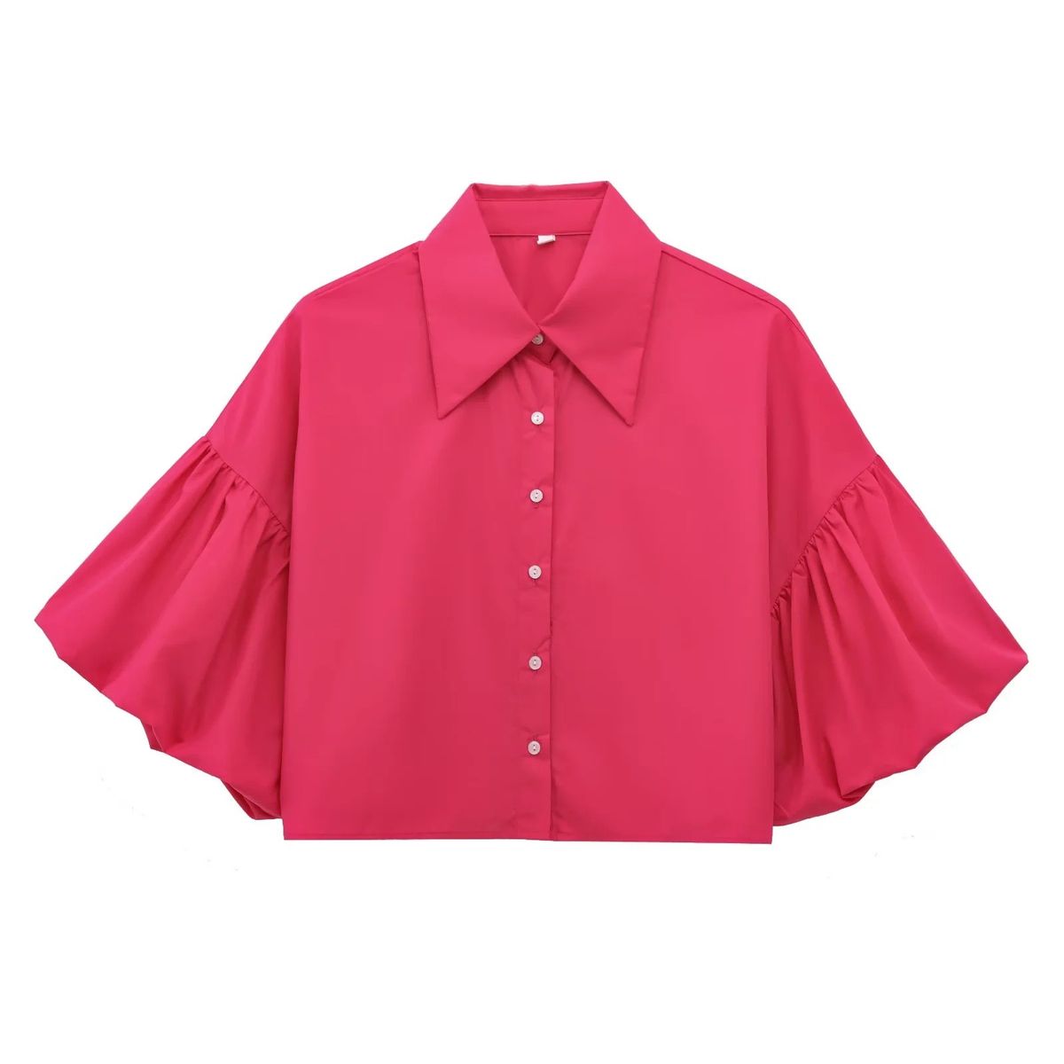 Women's Fashion Puff Sleeve Open Front Blouse_ecoleips.com