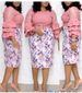 Women's Clothing Elegant Lace Trim Floral Print Bodycon Dress – Plus Size A-Line Midi Dress For Women (Pink/Yellow/Green)_ecoleips.com