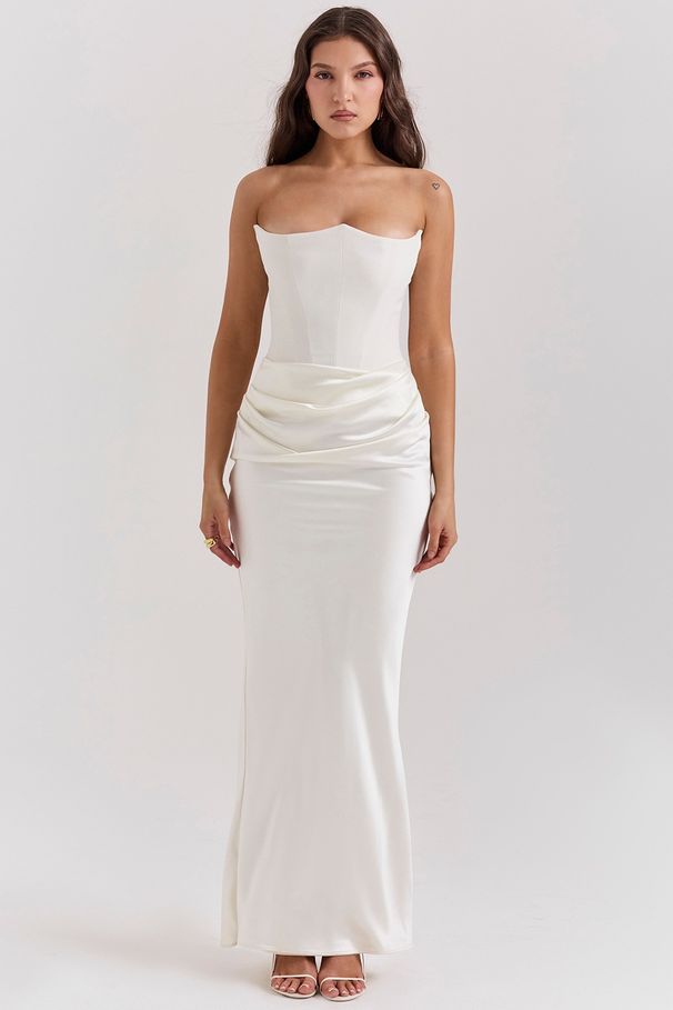 K New Arrival Off-Shoulder Fishbone Bodycon Fish Tail Long Solid Color Dress For Women_ecoleips.com