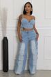 Fashion Suspender Tube Top Denim Top Pocket Straight Workwear Women's Jeans Suit_ecoleips.com