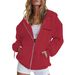 Women's Clothing Unisex Loose Fitting Hooded Zip Up Jacket Long Sleeved Autumn Winter Outerwear Print Women's Clothing_ecoleips.com