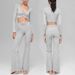 Cationic High Elastic Yoga Suit Set for Women Long Sleeved Sports Top Ruched Loose Fitting Wide Leg Pants_ecoleips.com