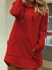plus Size Women's Long Sleeve Hoodie Dress Solid Color with Pockets Autumn Winter Fashion European American Style Casual Dress_ecoleips.com