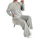 fd hoodie & wideleg pants set – oversized winter lounge outfit, cozy twopiece in oatmeal (plus size friendly)_ecoleips.com