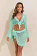Women's Clothing Sunscreen Long Sleeved Cover Up Beach Skirt Bikini Four Piece Set, Sexy Two Piece Swimsuit_ecoleips.com
