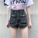 Hot Girl A-line High-waisted Slimming Denim Shorts For Women, 2022 Summer New Style, Versatile With Large Pockets,_ecoleips.com