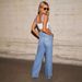 Cross-border European And American Popular Summer Fashion New Trendy Women's Loose Side-pocket Denim Jumpsuit For_ecoleips.com
