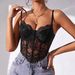 European And American Export Sexy Lace Underwire Diamond Fishbone Crop Top See-through Hot Girl Slim Fit Small Vest For_ecoleips.com