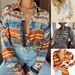 Women's Flowy Wave Print Blouse - Long Sleeve Button Down Shirt With Striped Collar & Loose Fit Casual Top_ecoleips.com