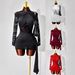 Women's Solid Color Semi High Neck Knitted Lace Patchwork Bodycon Dress Tight Fit Casual Dress_ecoleips.com