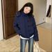 girl Girl Girl South District Fiona Navy Blue Large Fur Collar Down Jacket Women 2025 Winter New Thickened Short Cotton Coat_ecoleips.com