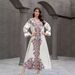 Muslim Women's Robe Elegant Printed Beaded Dress Abaya_ecoleips.com