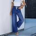 Women's Clothing Elastic Drawstring Wide Leg Straight Denim_ecoleips.com