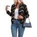 European American Cross-border 2026 Autumn And Winter New Women's Serrated Gold-embossed Print Zip-up Bomber Jacket_ecoleips.com
