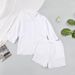 Women's Clothing New Summer 100% Cotton Zou Yarn Lapel Button Three Quarter Sleeve Casual Shirt Shorts Two Piece Suit_ecoleips.com