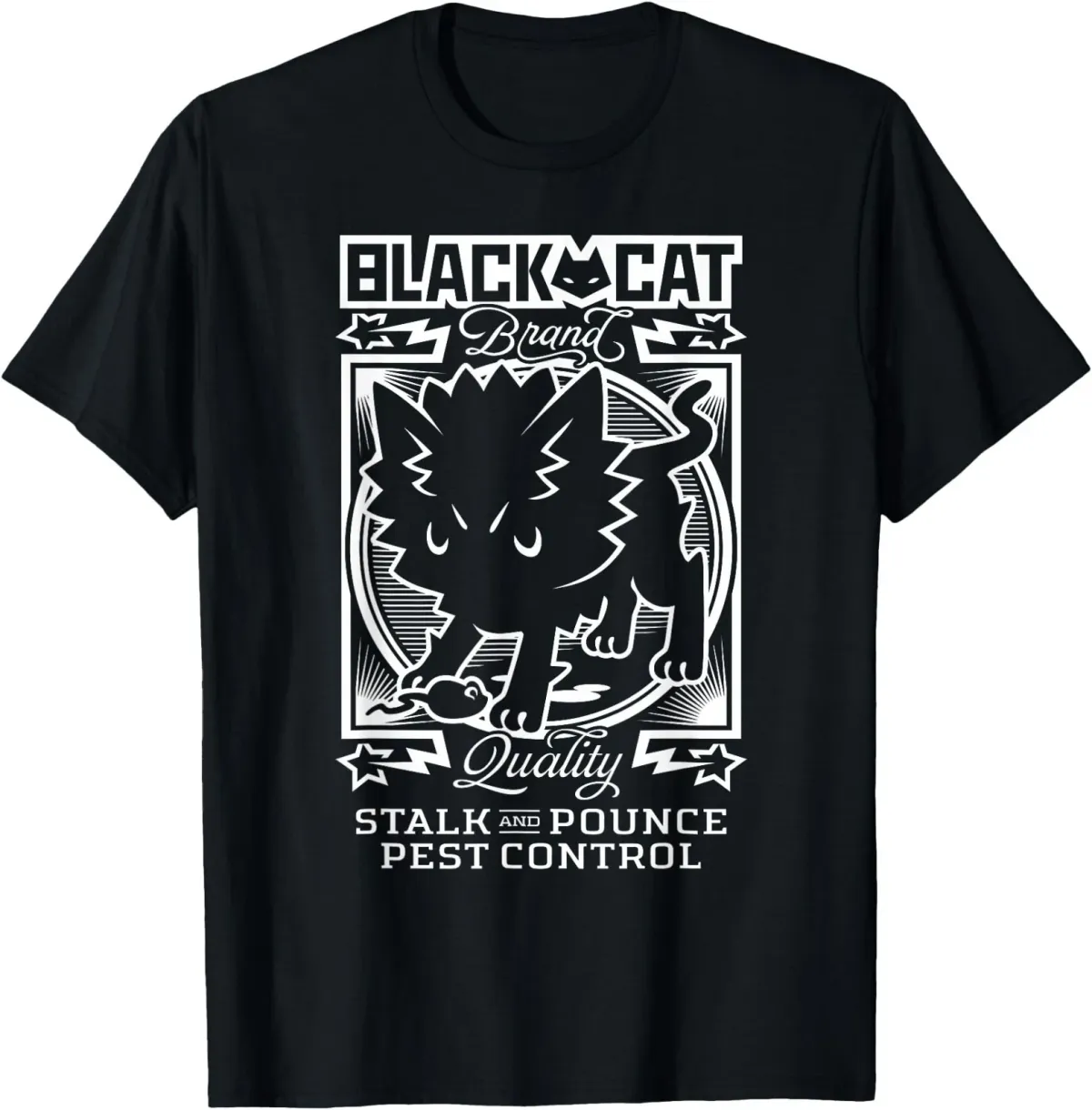 Women's T-Shirts Black Cat Stalk And Pounce Pest Control T-Shirt_ecoleips.com