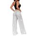 Glitter High-Waisted Lounge Pants – Loose Fit Straight Leg Trousers With Soft Stretch (Black, Beige, Silver)_ecoleips.com