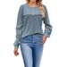 Women's Clothing Round Neck Pit Stripe Brushed Solid Color Button Stitching Long Sleeved T Shirt Female_ecoleips.com