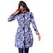 Women's Clothing Women's Blue White Porcelain Print Swimsuit Slimming Split Design Belly-Covering Long-Sleeved Long-Pants Sun-Proof Bikini Set_ecoleips.com