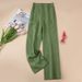 Suitable For All Seasons 2025 New Linen Loose Wide-Leg Women's Cotton-Linen Draped High-Waist Nine-Point Slimming Casual Straight-Leg Long Pants_ecoleips.com