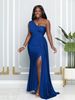 Women's Clothing Sleeveless One Shoulder Sexy Tight High Waist Slit Temperament Evening Dress_ecoleips.com