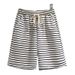 Black And White Striped Shorts Women's Summer New Five Point Wide Leg Pants Casual Running Sports Hot Pants Ins Slim_ecoleips.com