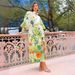 Women's Clothing Single Breasted Long Lantern Sleeve Graffiti Print Tie Waist Dress_ecoleips.com