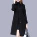Elegant Long Wool Coat For Women - Plus Size Trench Coat With Slim Fit, Oversized Lapel, And Thick Warm Fabric (Black, Burgundy, Navy)_ecoleips.com