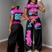 Women's Y2K Style Two Piece Set Sexy Digital Print Short T-Shirt Wide Leg Trousers Spring Summer_ecoleips.com