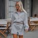 Verve Fashion Gray Sports Windbreaker Set 2025 Spring Loose Jacket Shorts Two-Piece Design Sense Women's Clothing_ecoleips.com